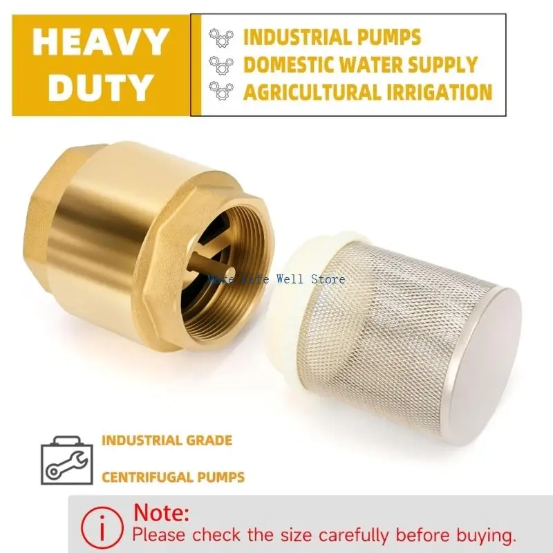  Brass Vertical Check Valves High Pressure Foot Valves With Filter Screen For Deeply Well Pump And Industrial Piping