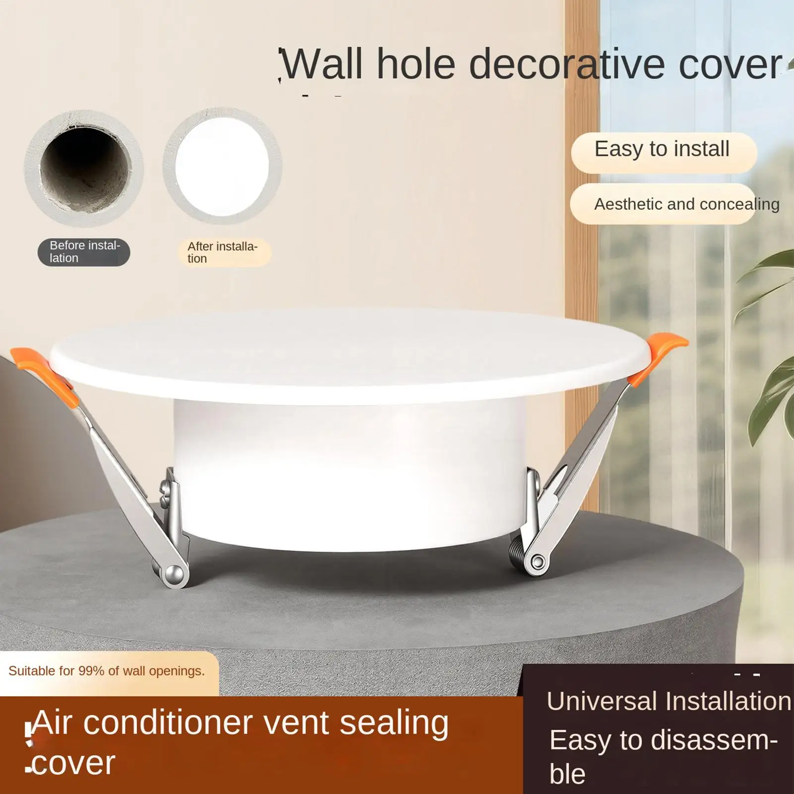 

Ceiling Hole Cover Plate Decorative Hole Panel with Buckle Round Cover Plate for Home Living Room Kitchen Garage Basement Attic
