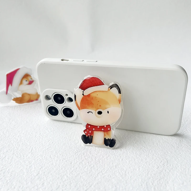 Iimage-Support de téléphone portable pliable, poignée de prise de dessin animé, mignon Aanimals Tok, support mobile, cadeau de Noël, 16 Pro Max