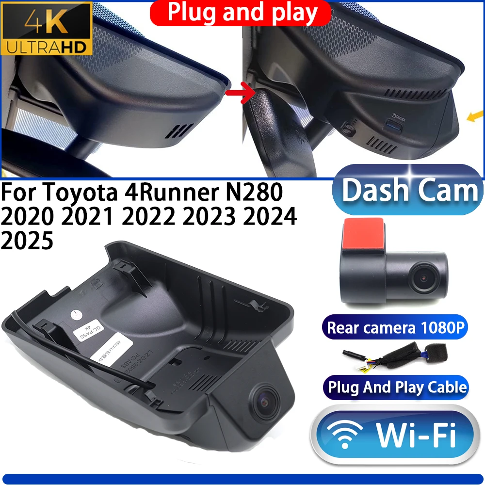

HighCity For Toyota 4Runner N280 2020 2021 2022 2023 2024 2025 Dash Cam Camera DVR 4K Night Vision Plug And Play Video Recorder