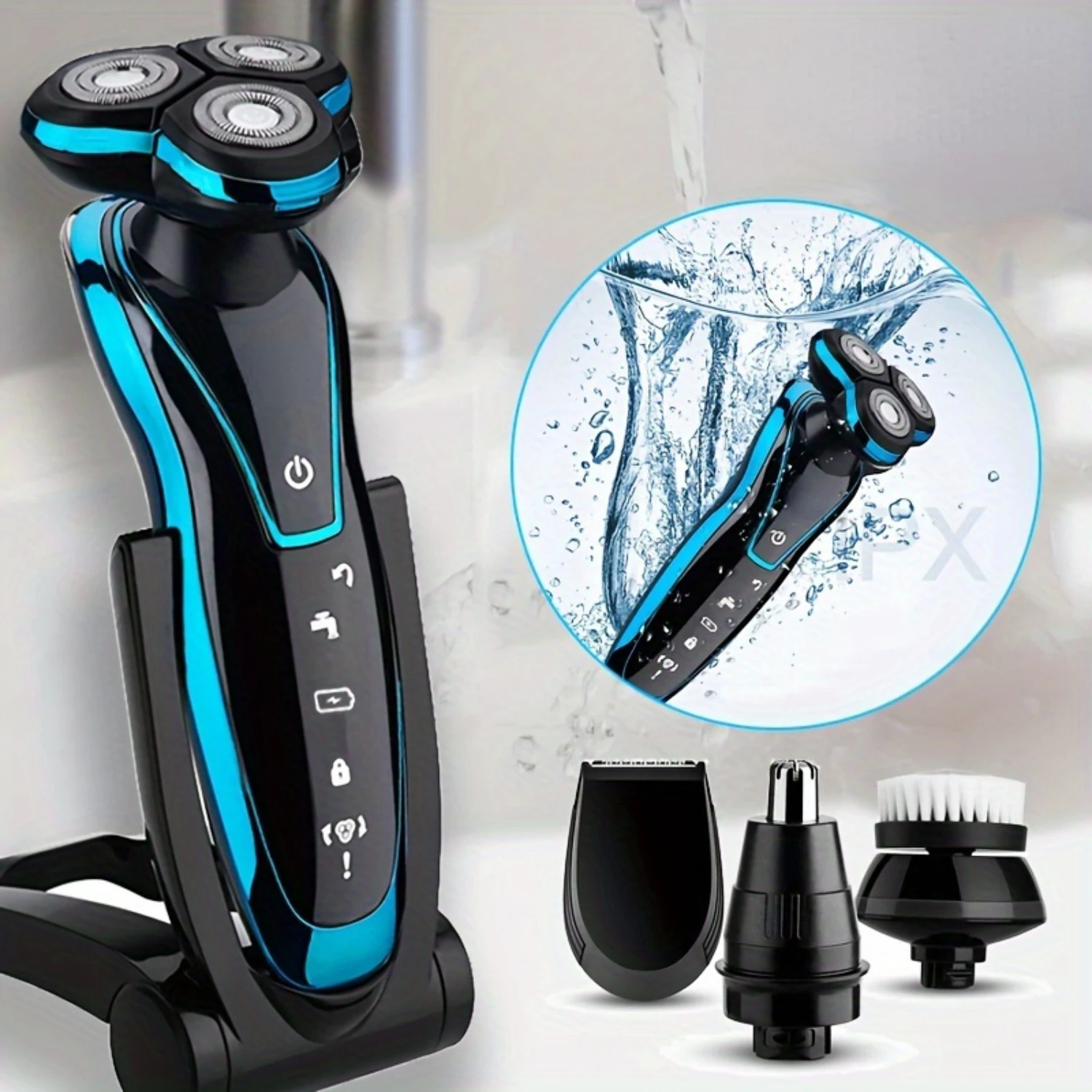 4 IN 1 3D Floating ,    Shaver Hair Cutting Shaving Machine For Men Clipper Beard Trimmer Rotary Shaver Water Proof Fully Washab