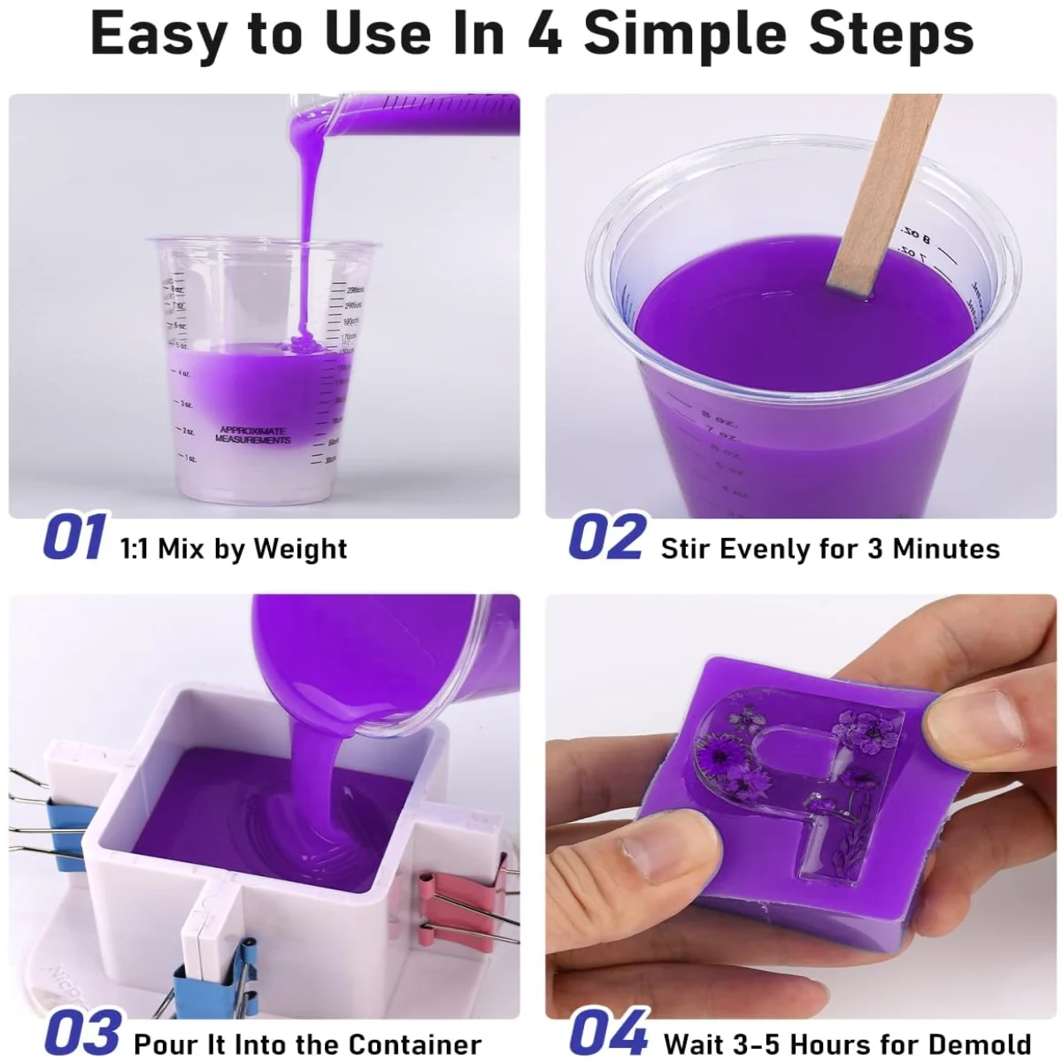 مطاط السيليكون السائل 32 أونصة غير سام عالي المسيل للدموع ومقاوم للحرارة لقوالب DIY وصب الراتنج، لوازم صناعة المجوهرات باللون الأرجواني