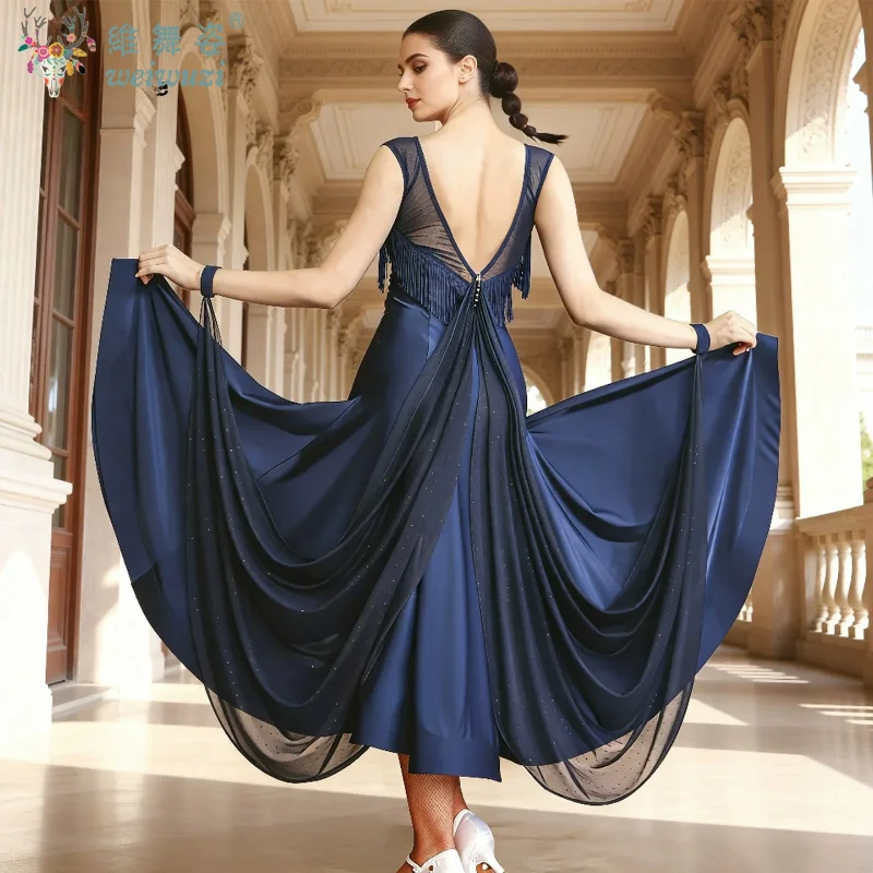 National Standard Dance Performance Costume Women Ballroom Dance Sexy Backless Big Swing Dress Waltz Modern Competition Dresses