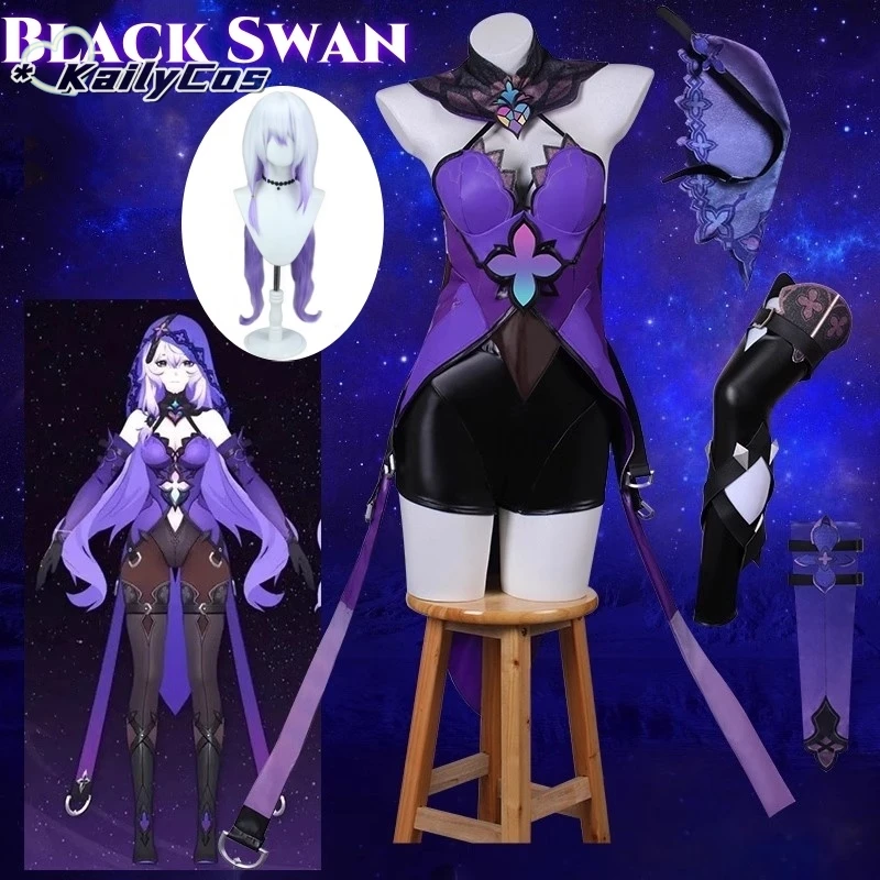 

Black Swan Anime Game Honkai: Star Rail Cosplay Costume Clothes Wig Uniform Cosplay Augur Penacony Halloween Party Woman Set