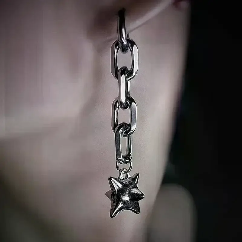 Dangle Spike Ball Flail Earrings Gothic Chain Earrings Punk Statement Charm Earrings
