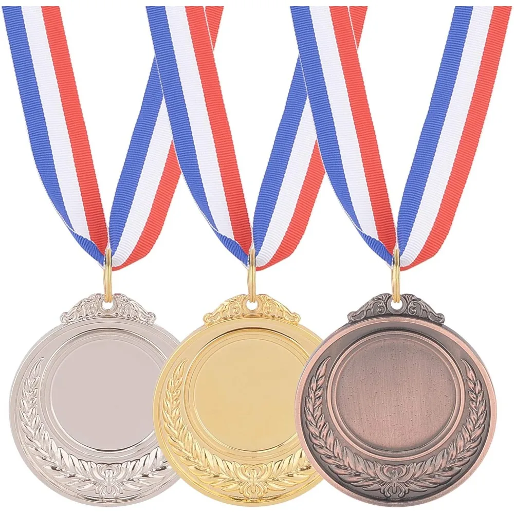 

Bronze Award Medals 12 Pcs 3 Colors Sports Medal Winner Medals Bronze with Neck Ribbon