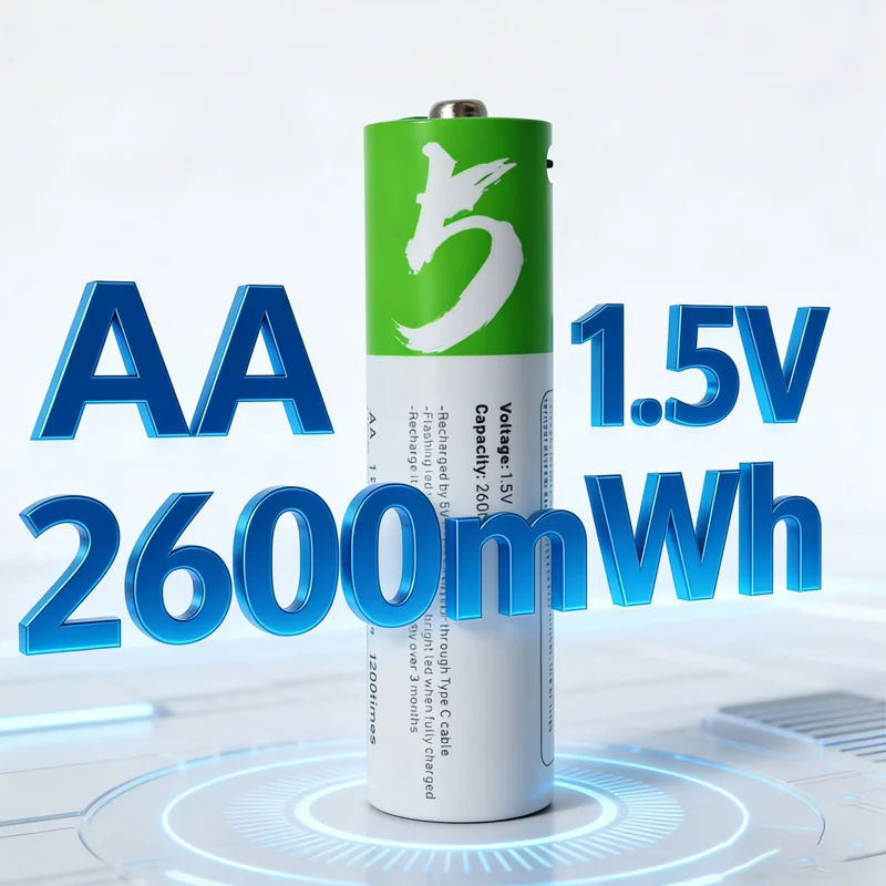 USB rechargeable lithium-ion battery 1.5V AA 2600 mWh Equipped with charging cable,for control handle remote controlmini fan etc