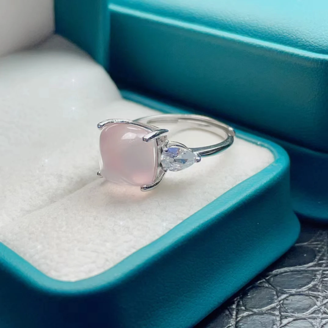 KJJEAXCMY Boutique Jewelry 925 Sterling Silver Natural Gemstone Furong Stone Powder Crystal Women's Ring  Party Birthday Christm
