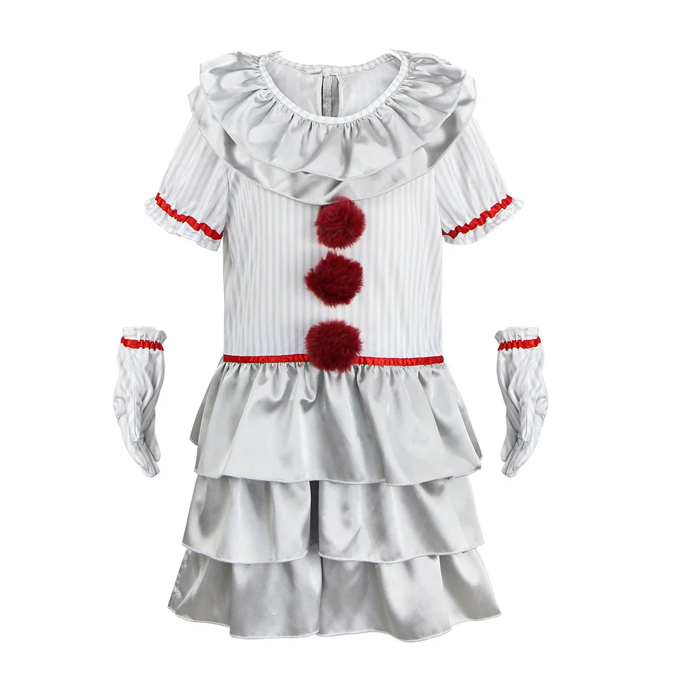 Halloween It Pennywise Little Girl Jieke Cosplay Costumes Scary Clow Girl Kid Cosplay Uniform Halloween Costume Girls Anime