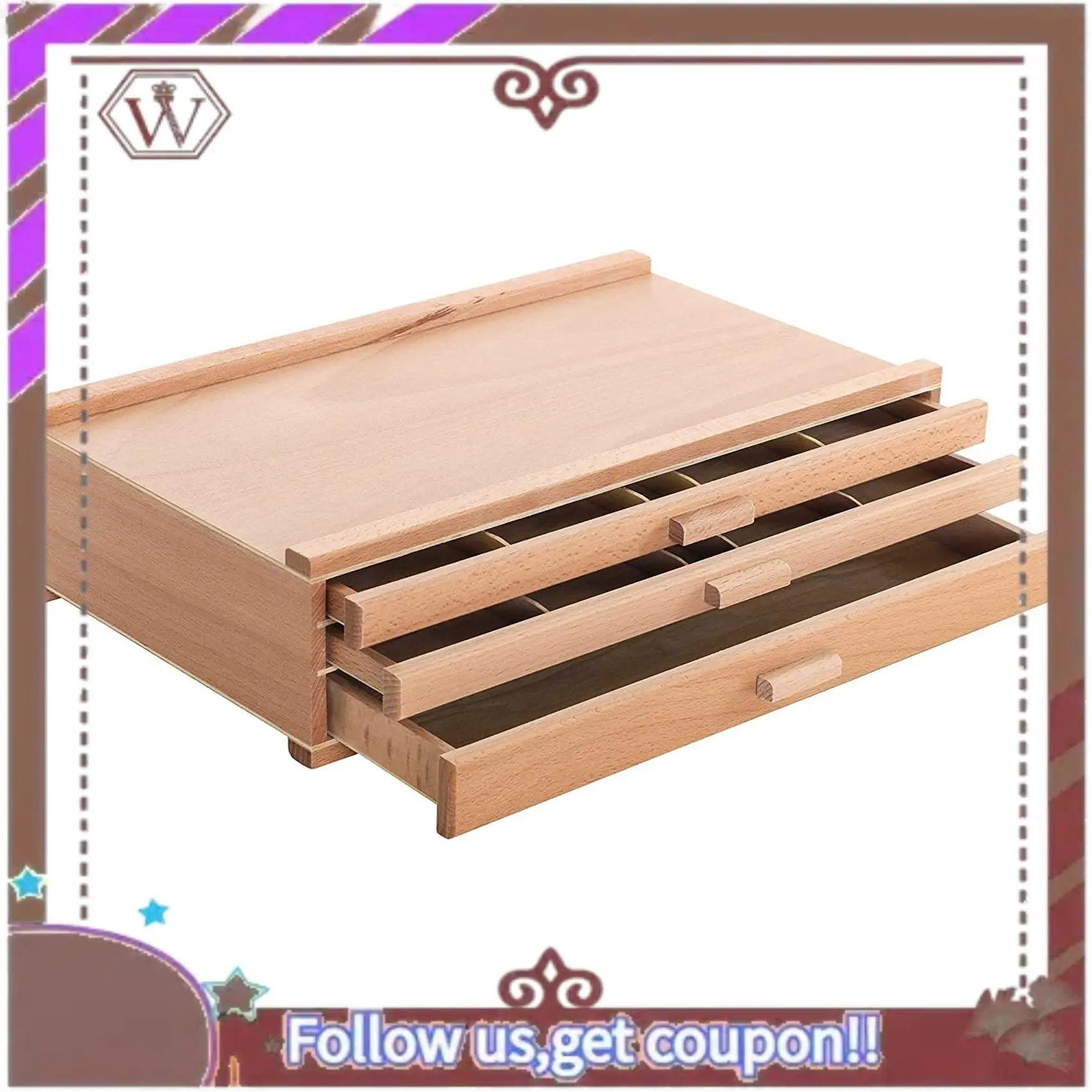 Caja de almacenamiento de Arte de madera para artista con cajón de ABBG-3 capas para lápiz, bolígrafo, Pastel, juego de Arte de marcadores, caja de almacenamiento para herramienta de pintura para estudiantes