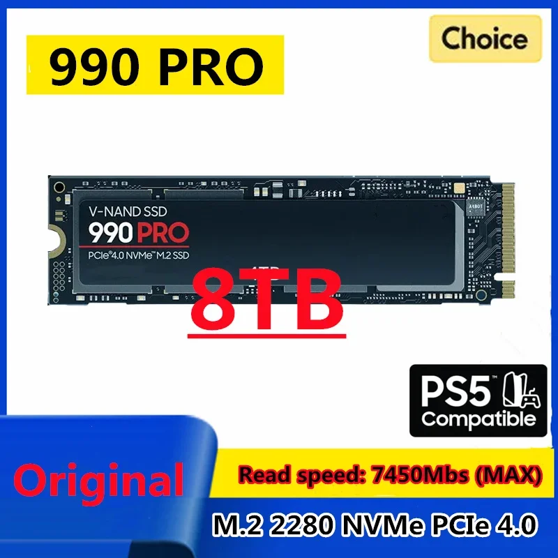 

2024 New 990 PRO 1TB 2TB 4TB 8TB M.2 2280 SSD NVMe PCIe 4.0 X 4 Internal Solid State Drive PlayStation 5 Laptop Desktop PS5