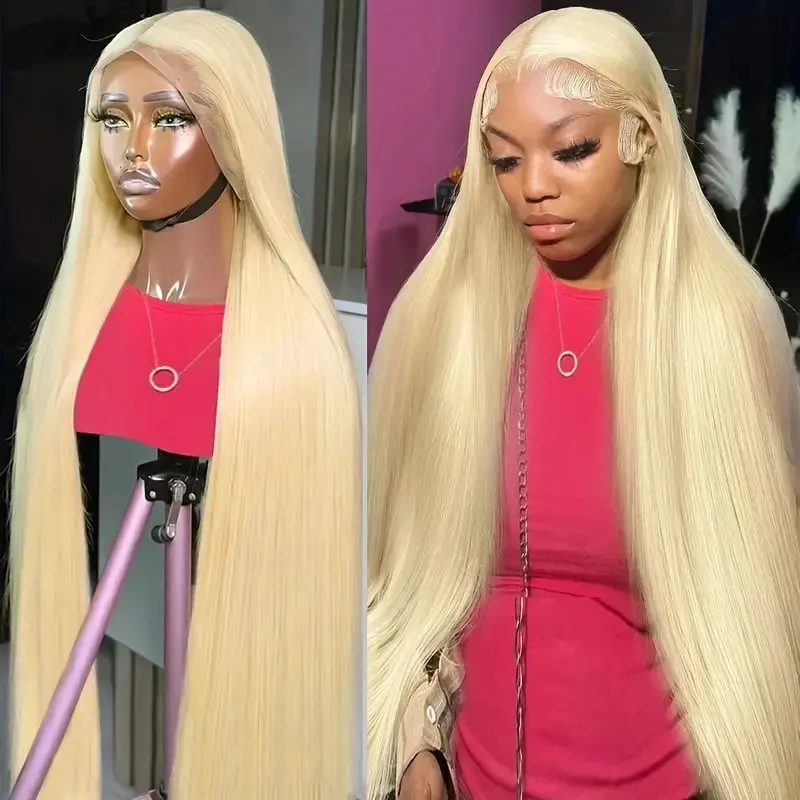 Blonde 13x6 HD Lace Frontal Wig 20 40 inch  Glueless Blonde 613 Human Hair Wig Straight  Bleached Brazilian 150 Density