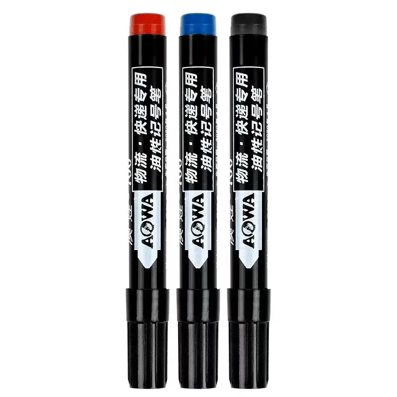 Imagem -05 - Impermeável Durável Oleosa Tinta Marcador Canetas Secagem Rápida Cabeça Grossa para Assinatura Express Logística e Escola Preto Vermelho e Azul 50 Pcs 100 Pcs