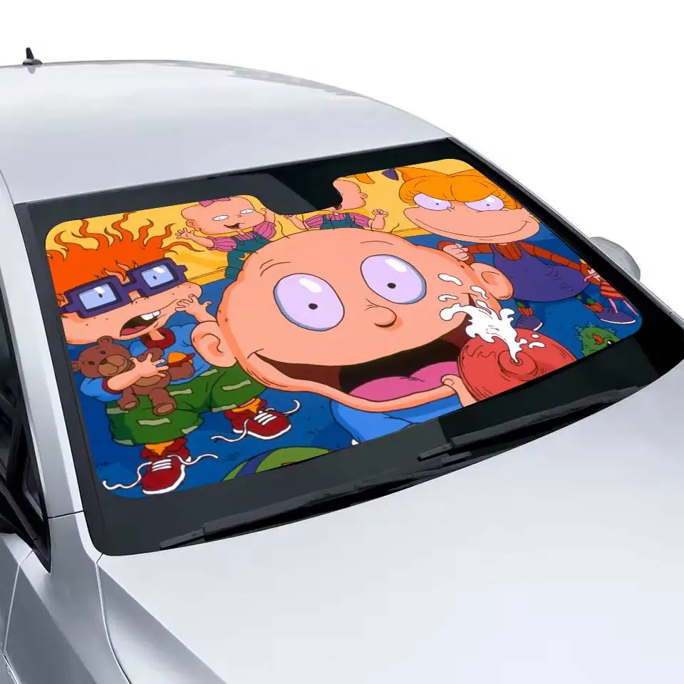 Pare-soleil de voiture mignon R-RUGRATS de dessin animé drôle, Protection Anti-UV, pare-soleil avant, protecteur de refroidissement pour l'intérieur du véhicule