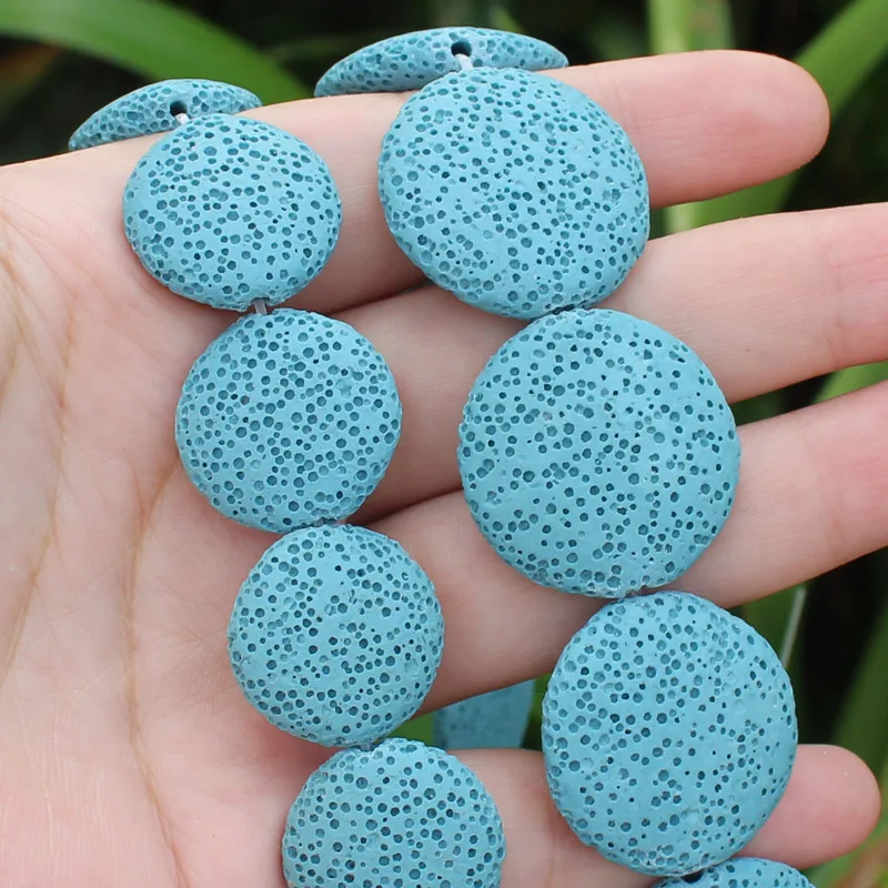 Multi-Color Volcanic Lava Stone Coin Shape 20mm,26mm,32mmLoose Beads 15\
