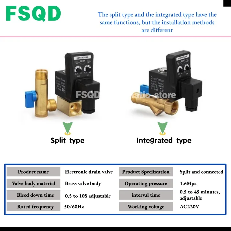 1PC OPT-A OPT-B Solenoid valve timer Electronic drain valve AC220V Pneumatic components  Tools
