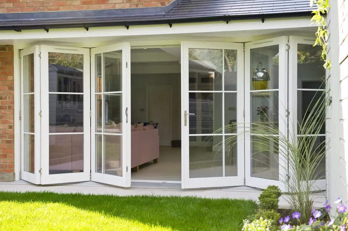 China Folding Exterior Doors with Double Glazed Lowe Glass Aluminum Bi Folding Door Custom Size Home Bifold Accordion Doors