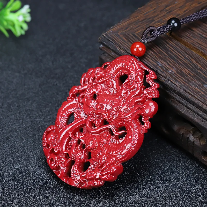 Vermilion Zodiac Dragon Pendant Men's Dragon Brand Necklace