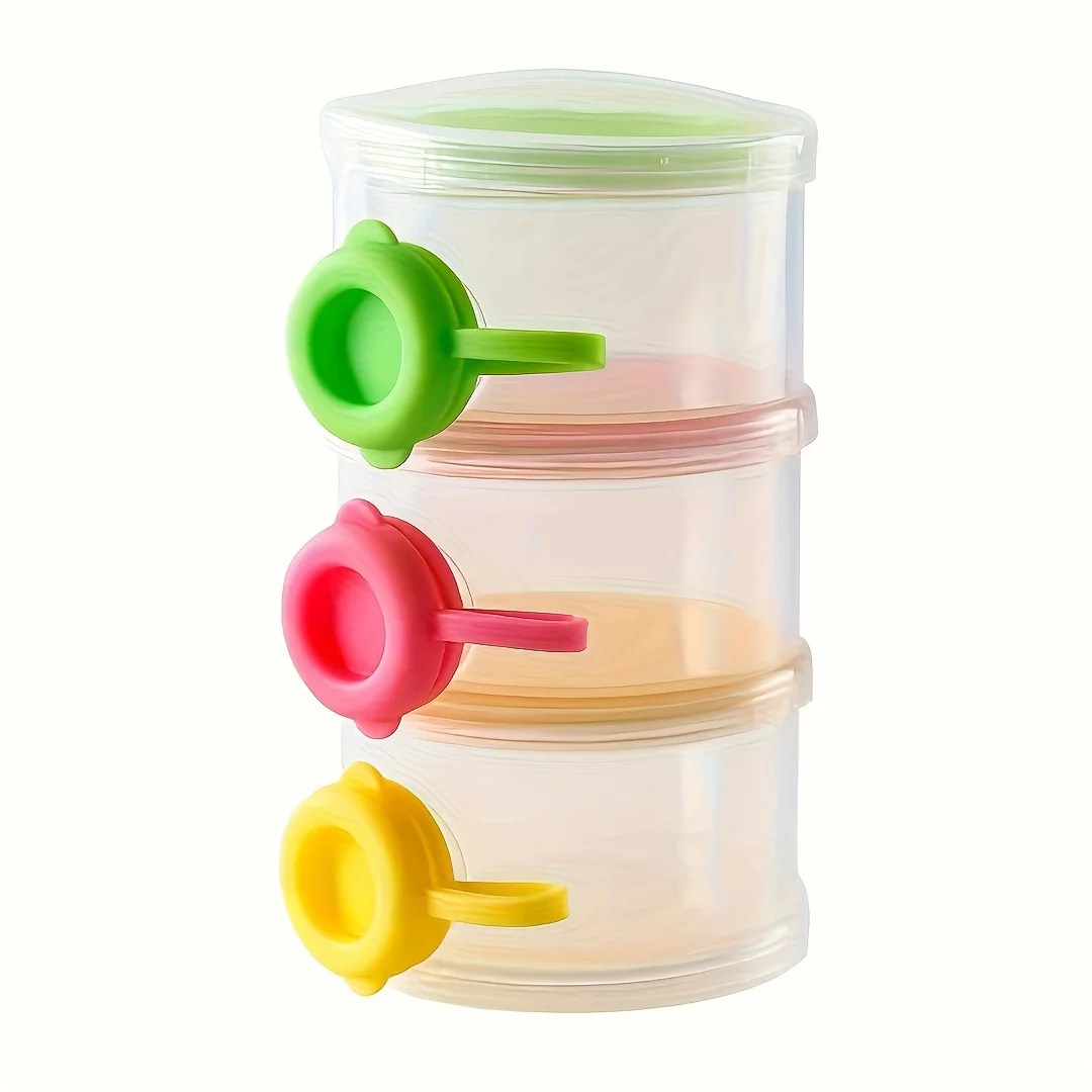 3-Layer Colorful Side-Open Milk Powder Box, Multifunctional Stackable Food Storage Container, Portable Outdoor Snack Dispenser