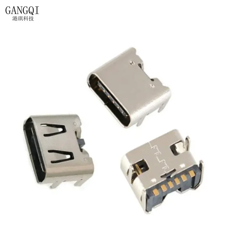 10Pcs Micro Usb Jack 6Pin Type-C Female Connector Charging Socket  Usb3.1 For Mobile Phone Mini Usb Jack Connector
