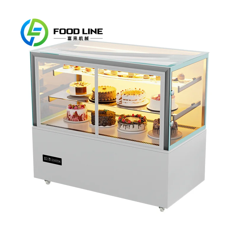 Glass Bakery Display Cooler Integrated Drain System Serves As Commercial Cake Showcase To Automatically Discharge Condensed