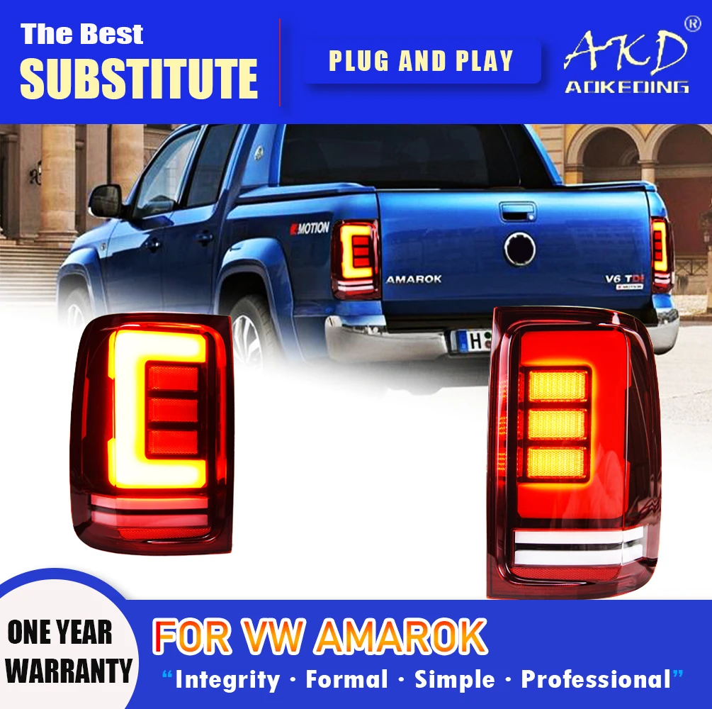 

Задняя фара AKD для VW Amarok светодиодный Tail 2010-2021 Amarok, задний противотуманный сигнал поворота, автомобильные аксессуары