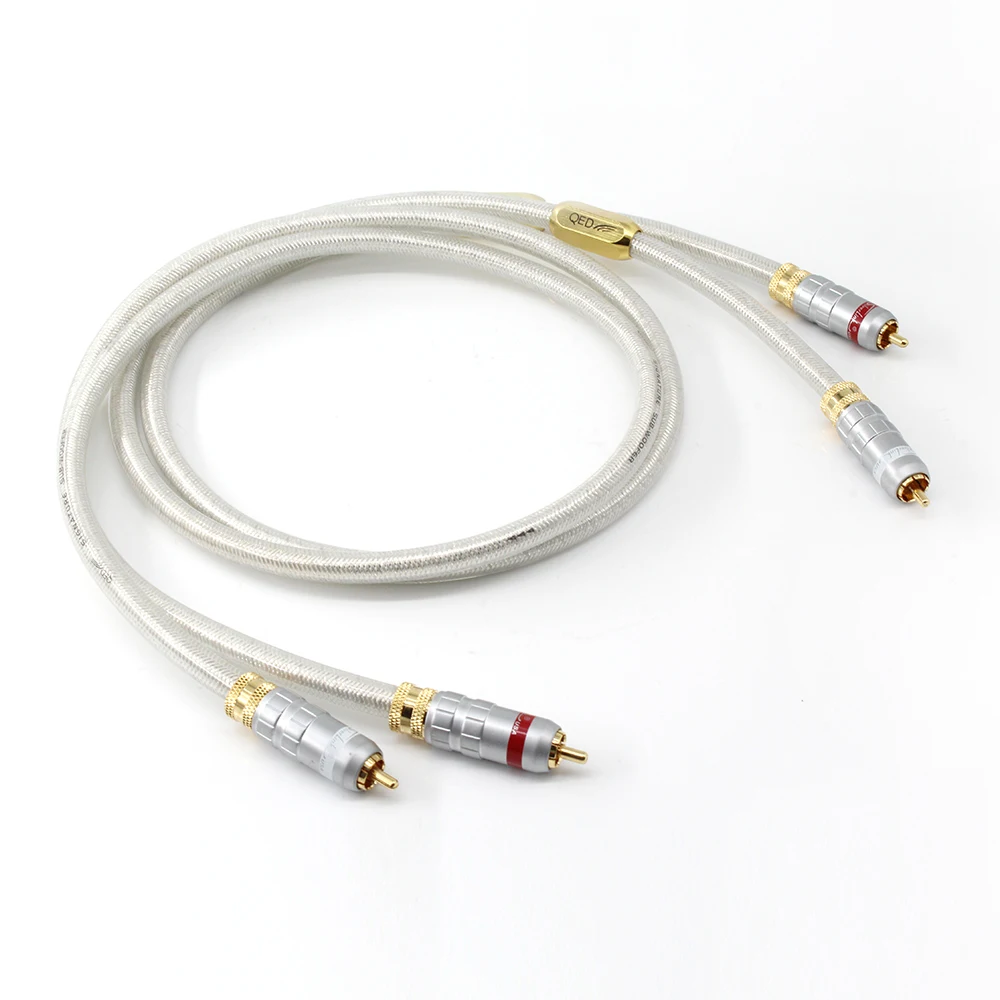 

pair QED Signature 6N OCC Silver-plated Hifi RCA Audio Cable With gold plated RCA plug connector