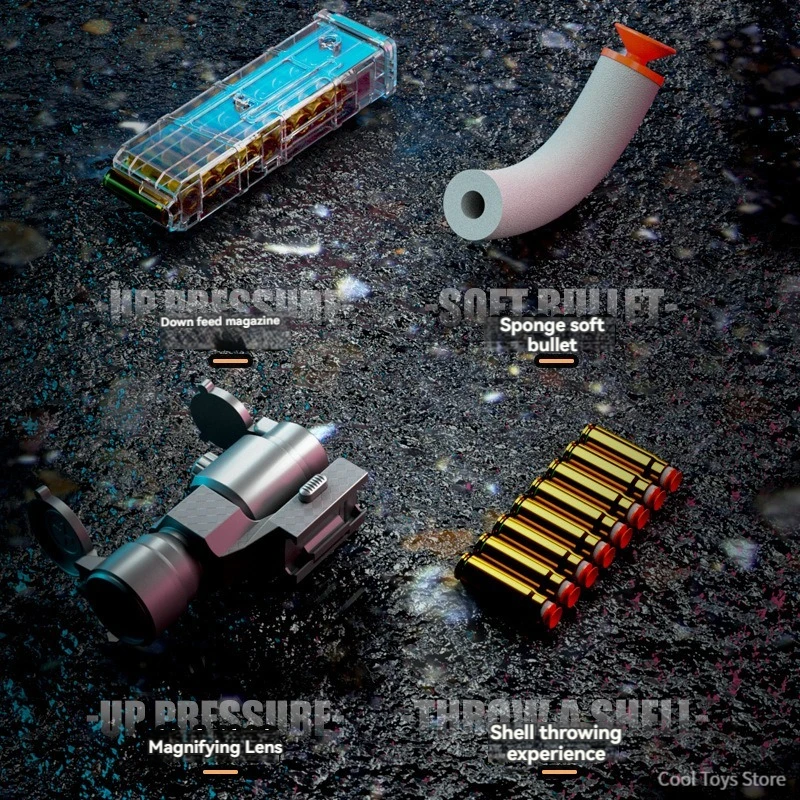 Airsoft Weapons Pneumatic Toy Rifle M416 Toy Gun Soft Bullet Shell Ejecting Electric Manual in 1 Double Clips for Adult Boy Game