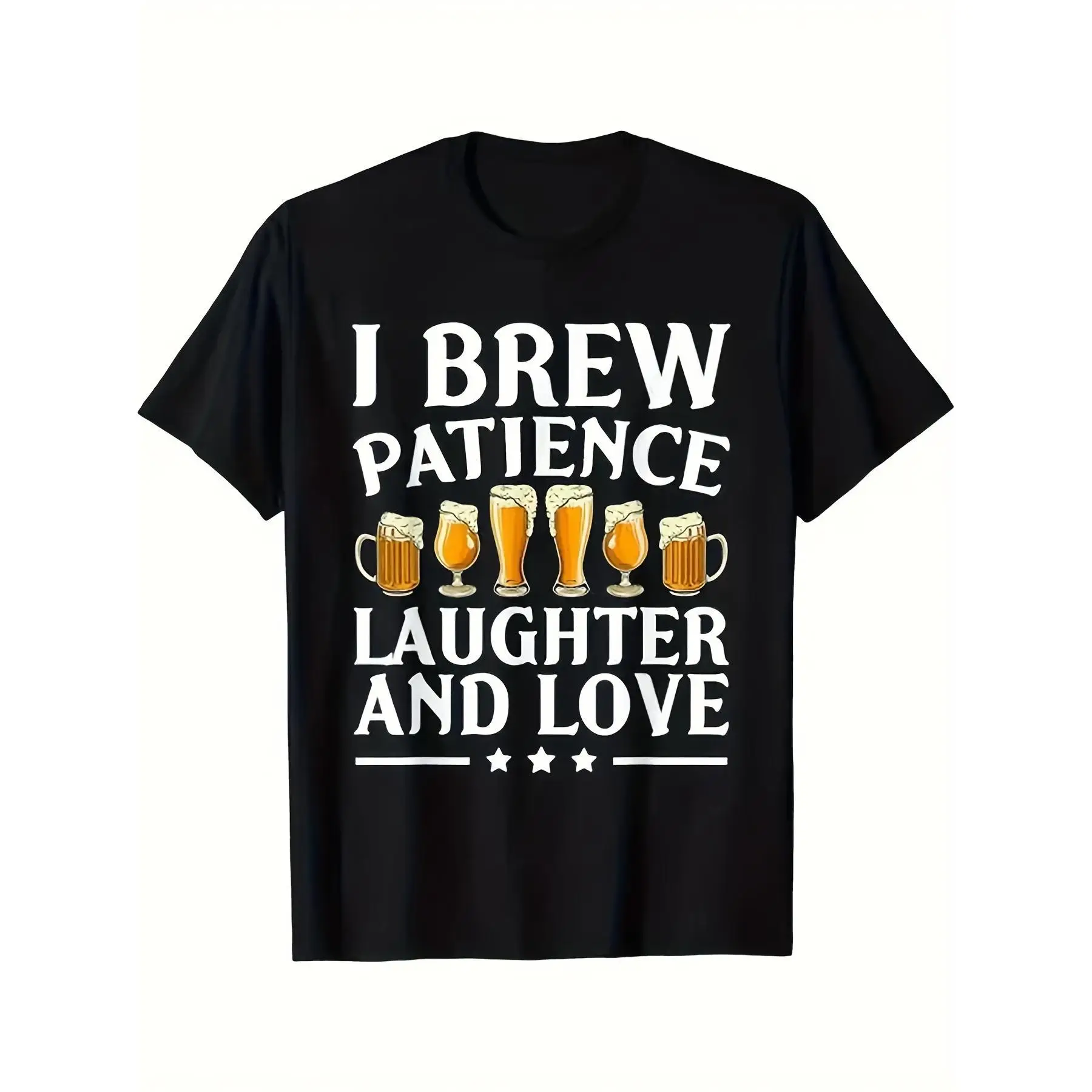

I Brew Patience Laughter & Love T-shirt, Funny Beer Brewing Graphic Tee, Short Sleeve Gifts for Homebrewers, Cool Beer Lover Top