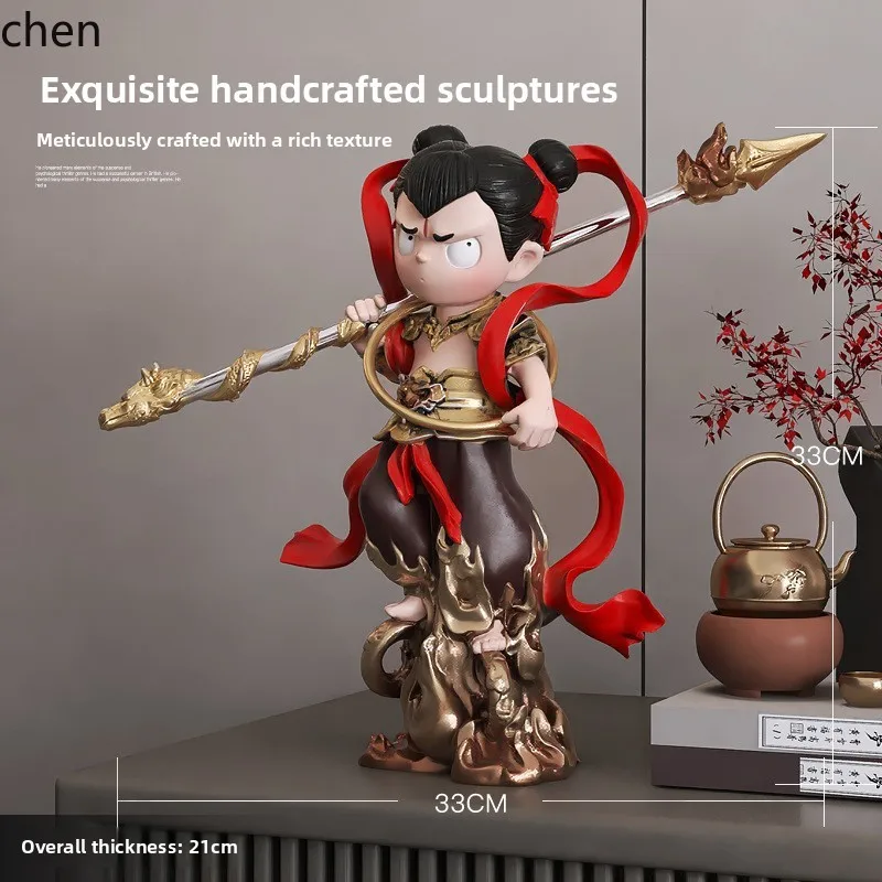 YFY  Nezha Makes Waves Figure Model Living Room Entrance Home Decoration Internet Celebrity Desktop Ornament Peripheral