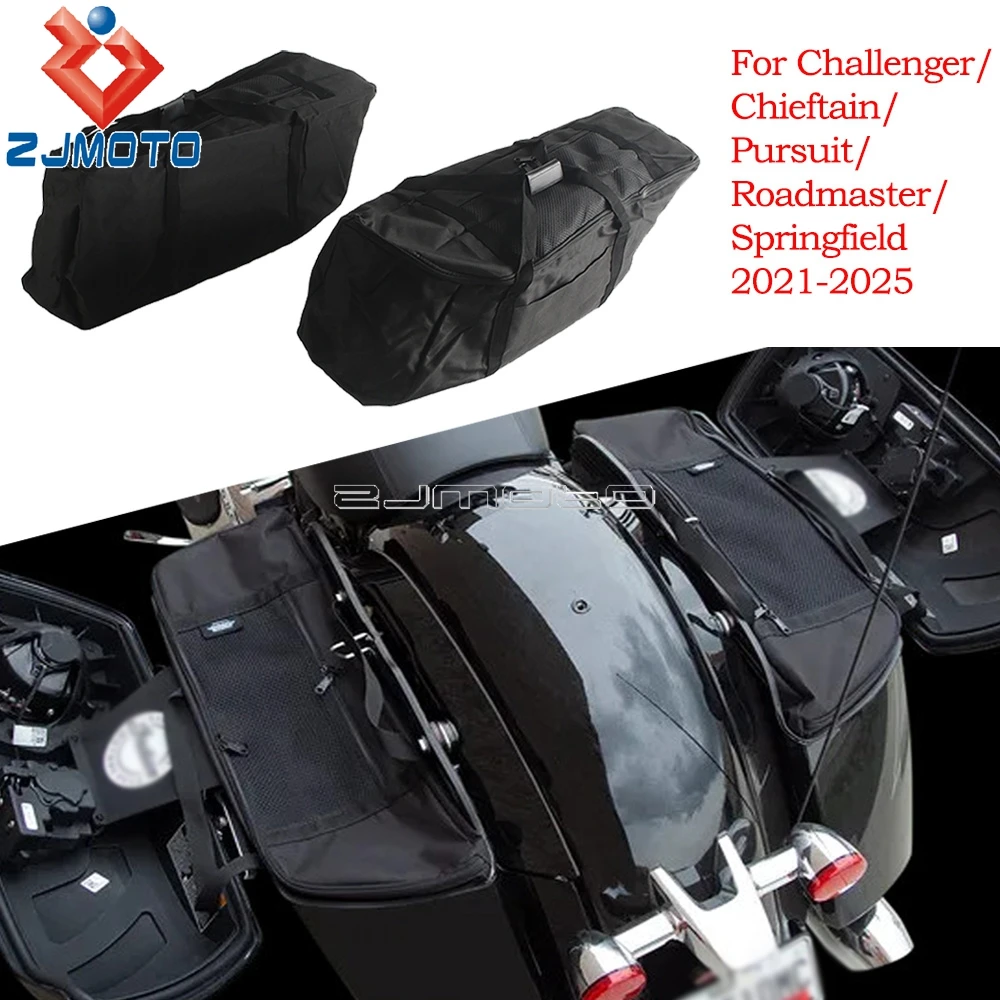 Waterproof Nylon Saddle Bag Saddlebags Luggage W/Straps For Indian Challenger Pursuit Roadmaster Springfield 2021-25 Motorcycle