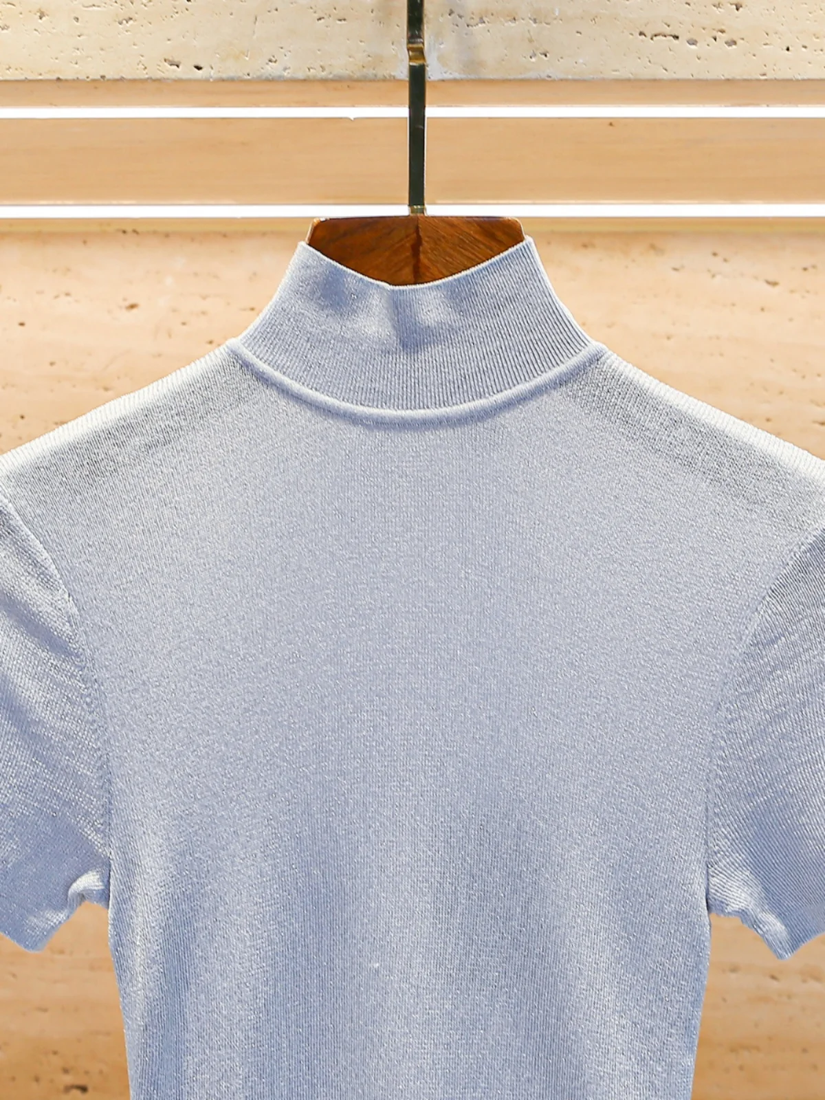 

Весенний повседневный универсальный высококачественный вязаный топ для женщин с высоким воротником, свободный крой, однотонная полиэфирная ткань