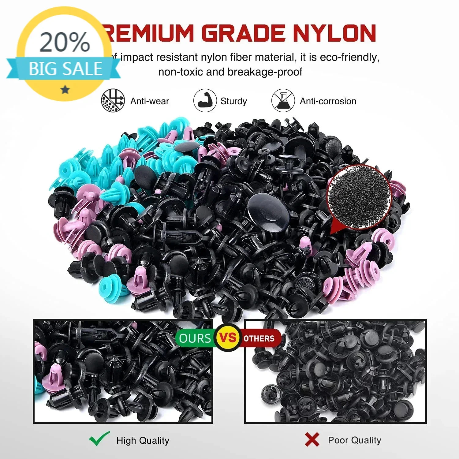 

725 Bumper Clips Car Retainer Clips Plastic Fasteners Kit Auto Body Push Rivets Fender Liner Clip Set Toyota GM Ford Honda Chevy