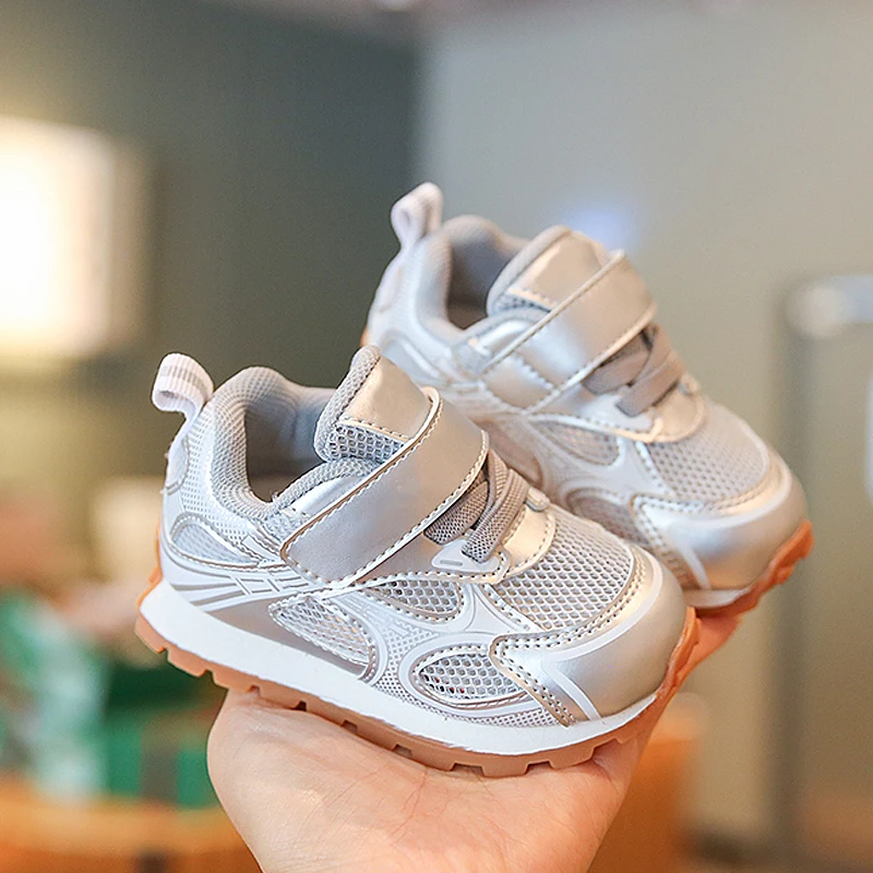 

Baby Kids Summer Mesh Sneakers Boys Girls Brand Design Silver Sport Shoes Toddler Child Breathable Casual Soft Tennis Zapatos