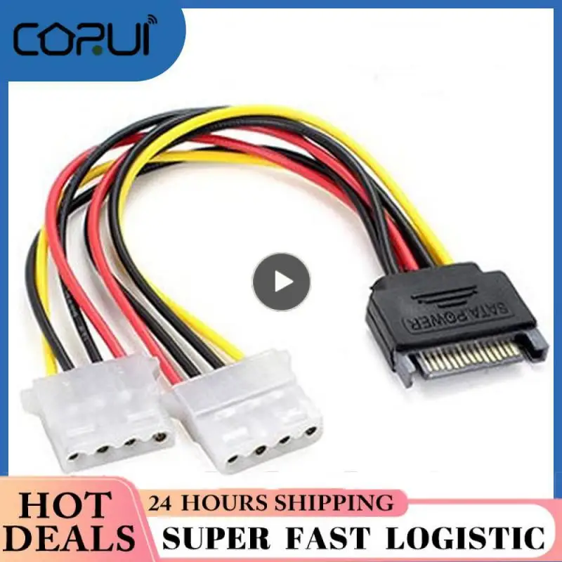 Pin Molex IDE to 2 Serial ATA Hard Driver Power Cable SATA Y Splitter Dual Hard-Drive-Disk Extension Cord Adapter Connector