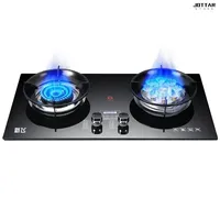 New household double-burner gas cooker. Embedded. For natural gas or liquefied gas. Countertop stove. gas stove for kitchen