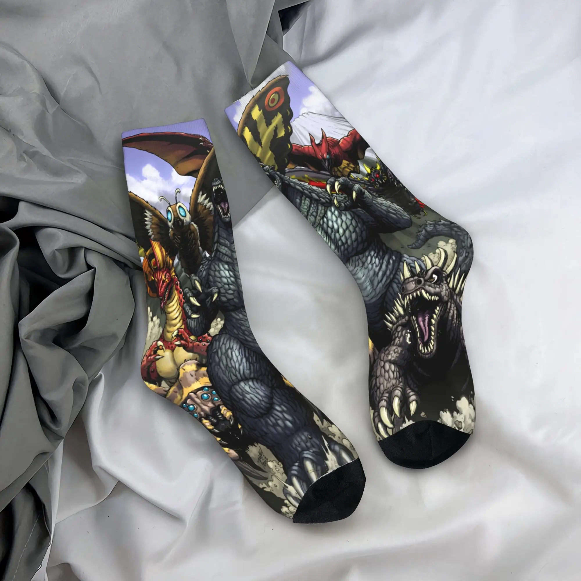 Godzillaed Anime Manga Stockings 3D Printing Design Korean Socks Winter Non Skid Socks Men's Outdoor Sports Medium Soft Socks