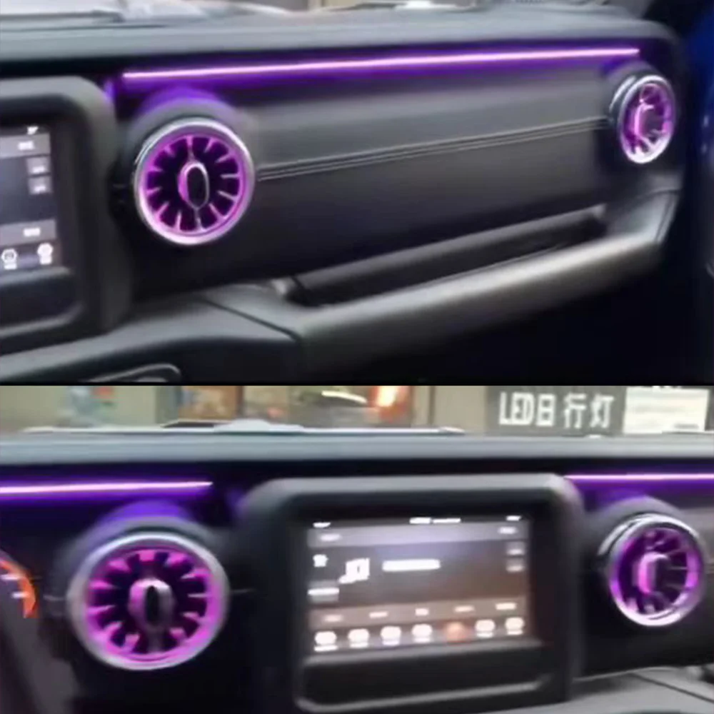 LED Car Lnner Ambient Light For Jeep Wrangler JL 2018–2023 Upgrade and modify ConditioningTurbine Air Vent Ambient Lamp Kit