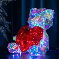 20cm Teddy Bear Doll Gift Lamp Colorful Sparkling Romantic Surprise LED Bear Light Girls Birthday Valentine's Day Home Decor