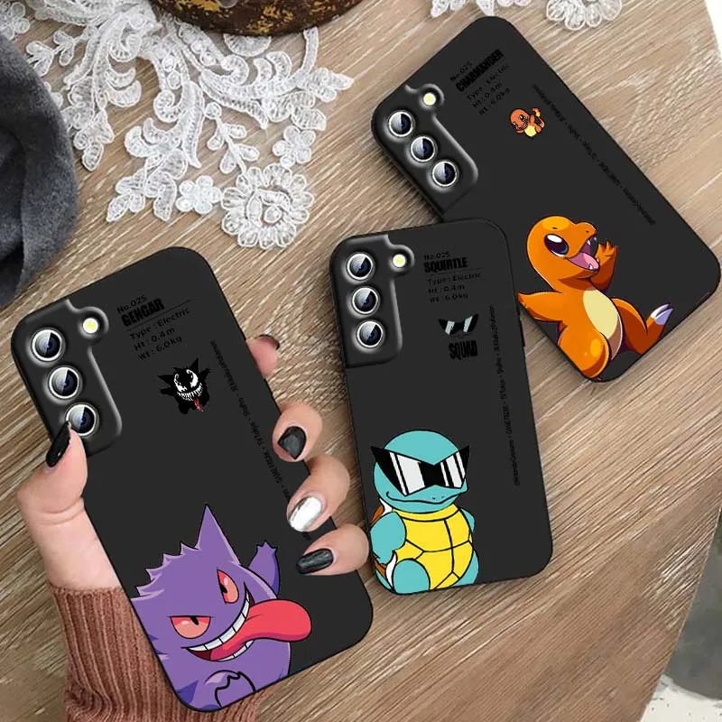 

P-Pokemons Gengars Pikachus For Samsung Galaxy S25 S24 S23 S22 S21 S20 S10 S10e S9 Ultra PLus Lite FE 4G 5G Black Phone Case