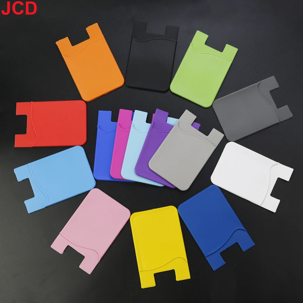 

JCD 1pcs Silicone Business Credit Pocket Adhesive Sticker Case Bags Fashion Women Men Cell Phone ID Card Cover Holder Slim Case