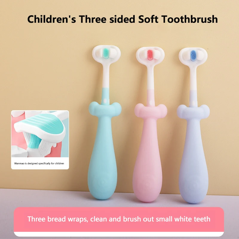 

Kids Dental Care Colorful Three-head Children's Toothbrush With Cute Cartoon Shapes Soft Bristles For Effective For Kids