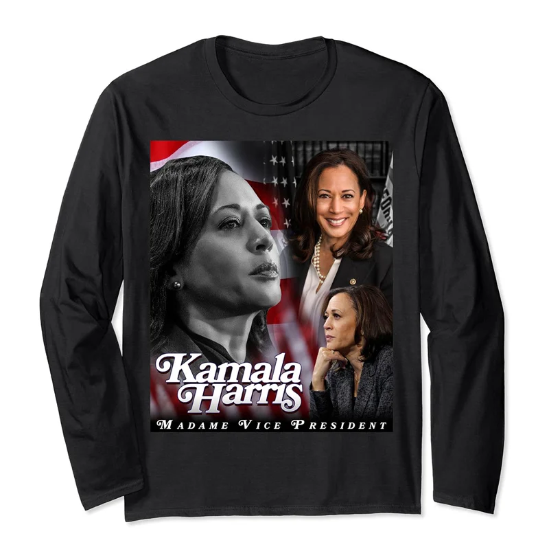 

Kamala Harris Votes Supporters T Shirt Unisex American President 2024 Long Sleeve T-Shirt Casual Round Neck Black Tee Shirts