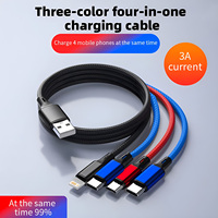 1pcs/2pcs 4 in 1 USB Charging Cable For iPhone 13 12 14Pro Max Mini 3 in 1 Micro USB Type C Fast Charging Cord for iPhone Huawei