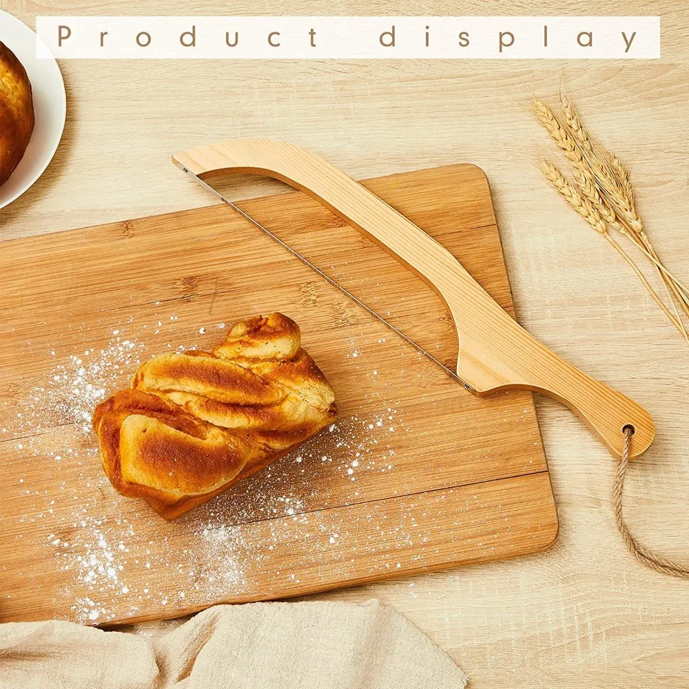 Wooden Bread Bow Cutter New Kitchen Tool Baguettes Bread Slicer Serrated Bread Saw Kitchen