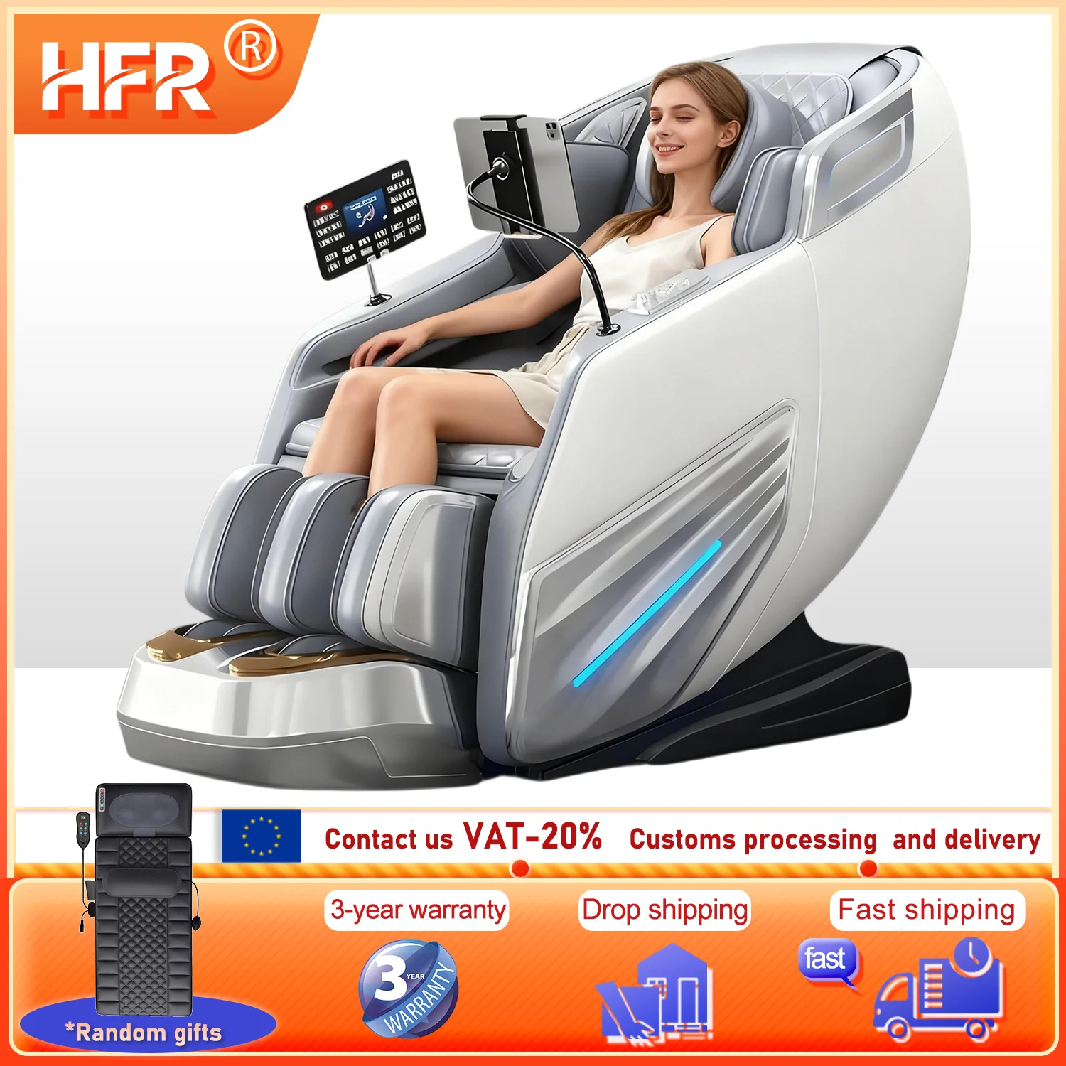 

Электрическое массажное кресло с нулевой гравитацией, откидное кресло шиацу, разминание, подогрев шеи, плеч, талии, ног, 4d массажное кресло, диван