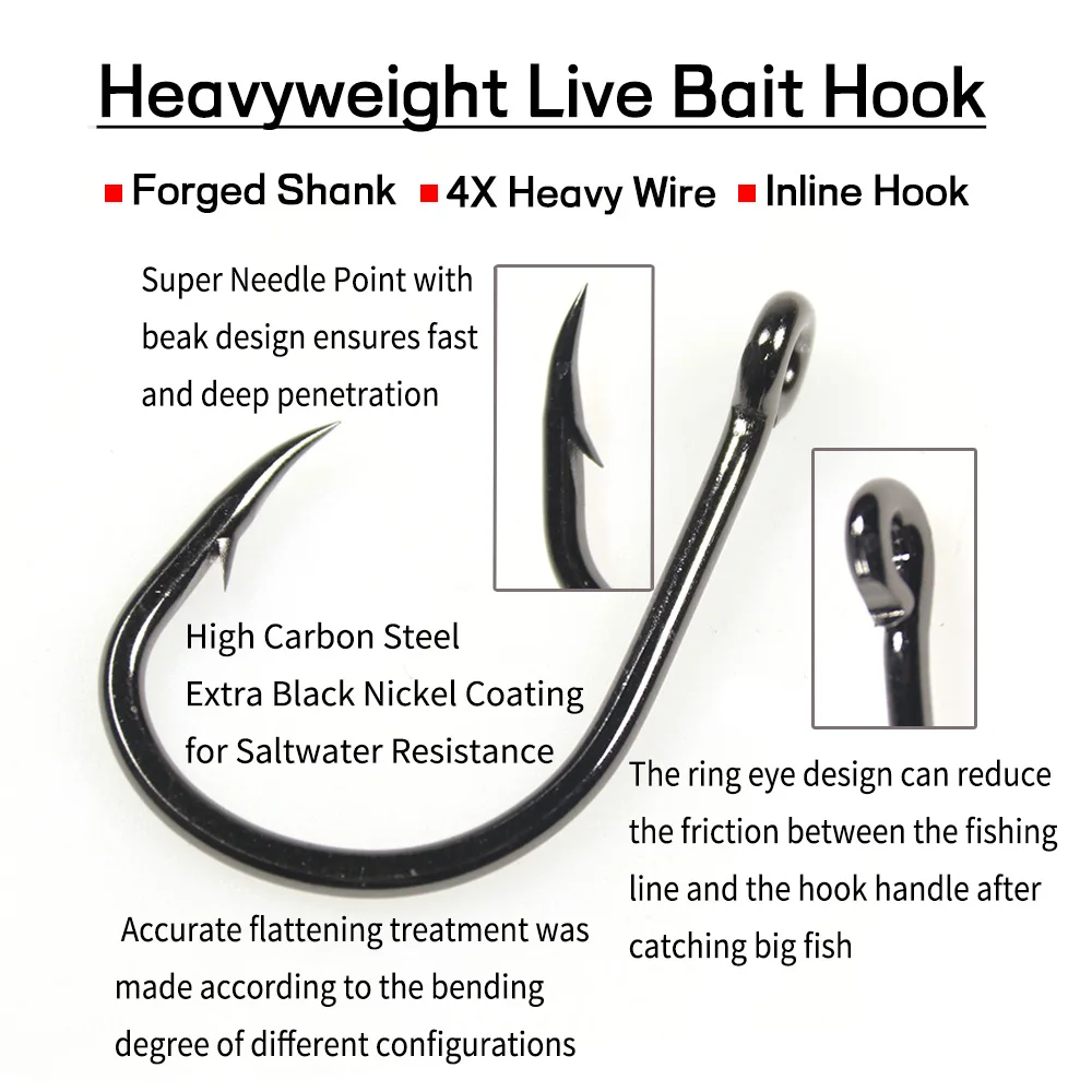 Elllv 4X Anzuelo Cebo Vivo Fuerte para Agua Salada - Barco profundo - imagen 4