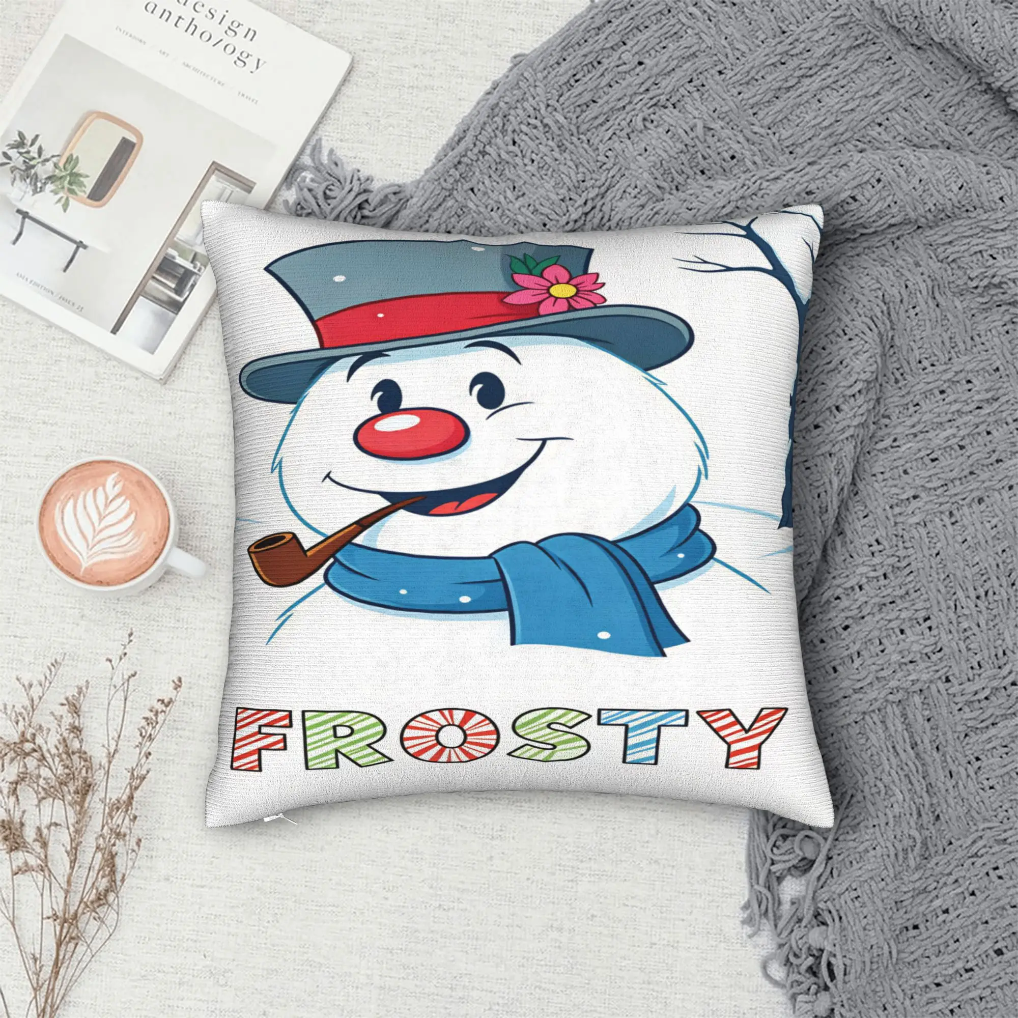 Snowman Frostys Pillow Cover  Retro Trendy Pillow Case For Office Car Home Decor Graphic Pillowcases Gift