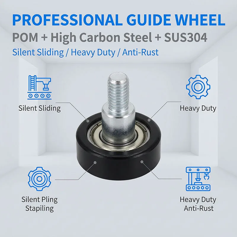  5pcs OD 30mm Plastic Bearing Wheel with Screw M6 BS60830-7C1L8M6 Threaded POM Roller 30mm Sliding Wardrobe Door Delrin Pulley