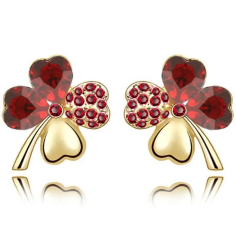 four Leaf Clover earring stud Quality popular Austrian Crystal classic fashion jewelry charm summer girl gifts birthday wedding